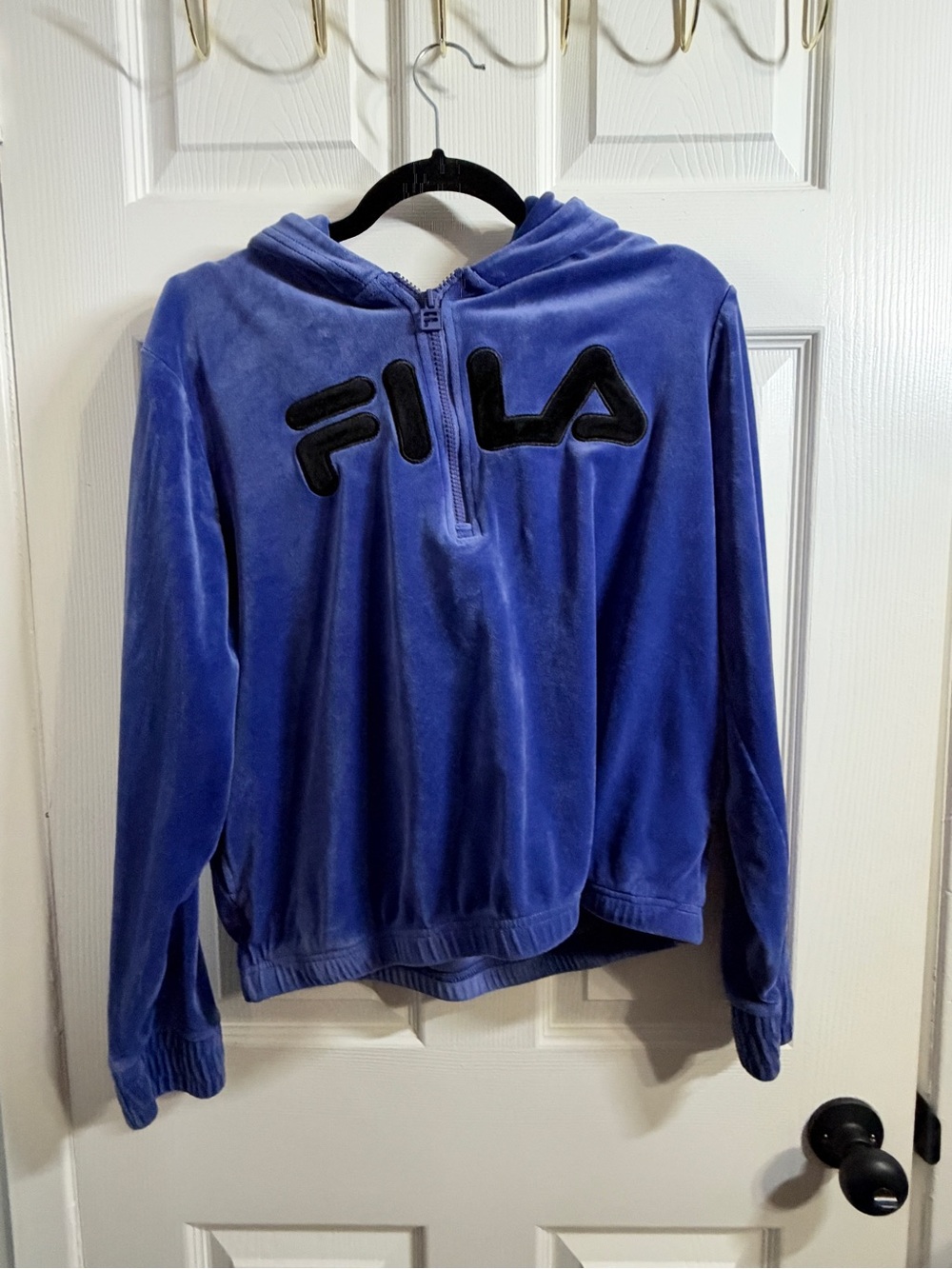 Fila Women's Royal Blue Velour Half-Zip Hoodie